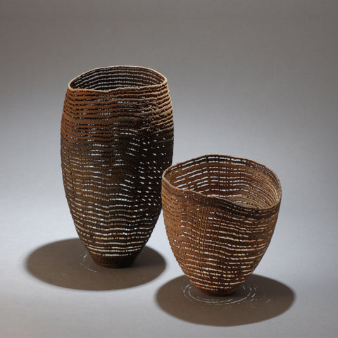 Tall Rusty Vase 418 & Open Bowl 417